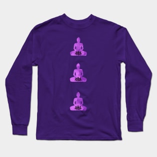 LOTUS Yoga Pose Purple Long Sleeve T-Shirt